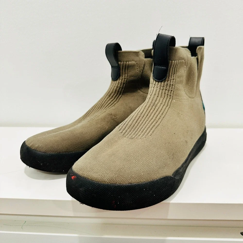 Vessi Weekend Chelsea Mens 10 Waterproof Knit Boots Olive Green Brown Ankle Boot